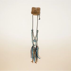 NWT Justin Turquoise and Brown Beaded Necklace